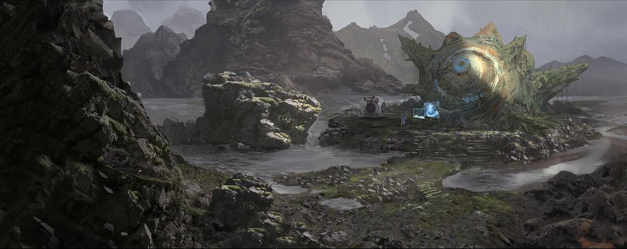 这张图设定在一个外星球上。