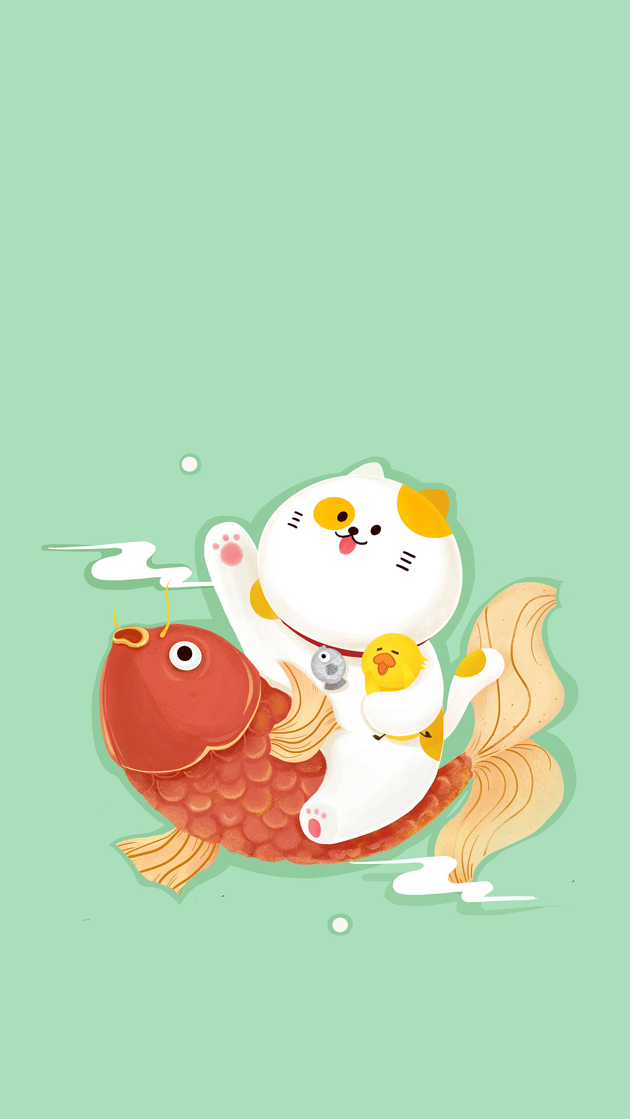 大丽丽画的丑猫多鱼的壁纸（图ZOTE0NjA0ODQ=） - 商业插画 - 站酷设计师佐佐木莉佳原创素材 - 站酷ZCOOL