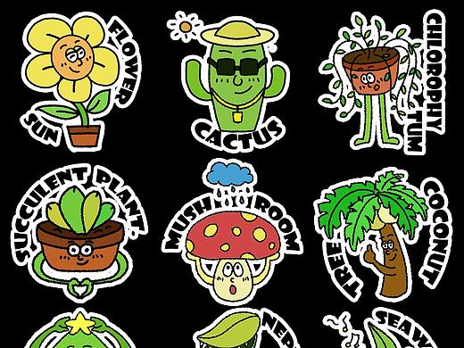 原创DOODLE风植物元素插画