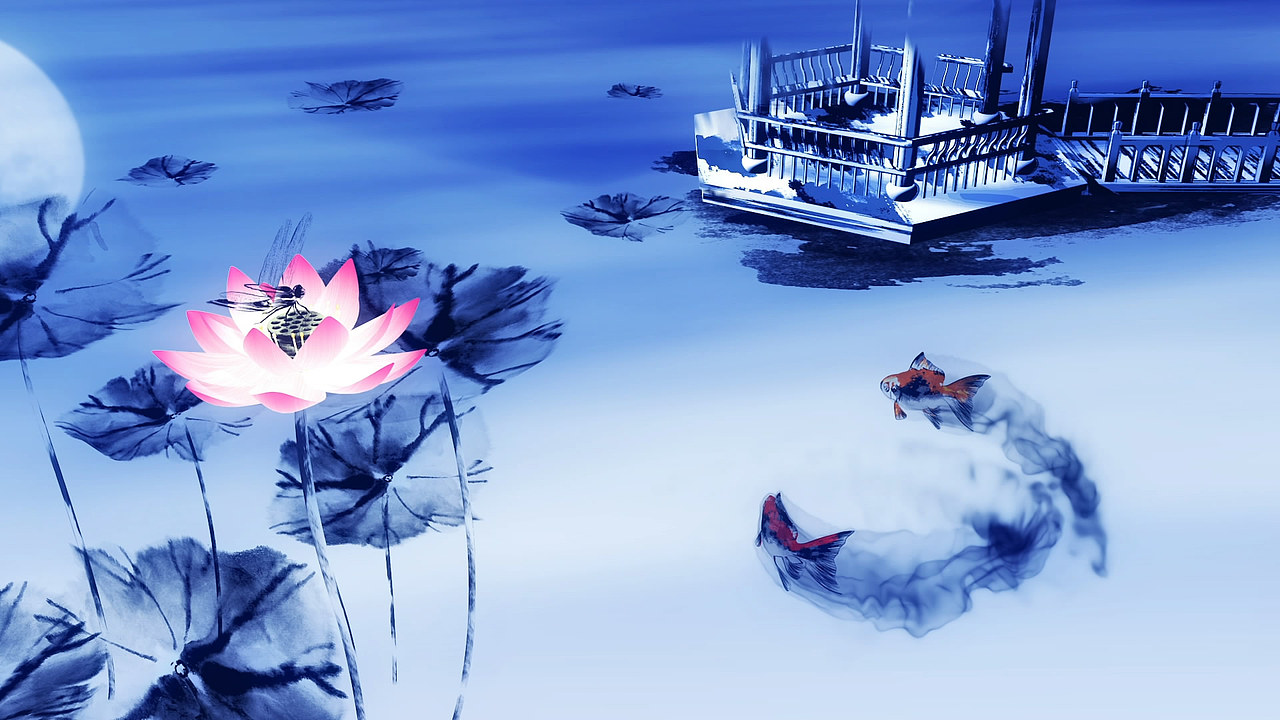 原创中国水墨风格荷塘月色