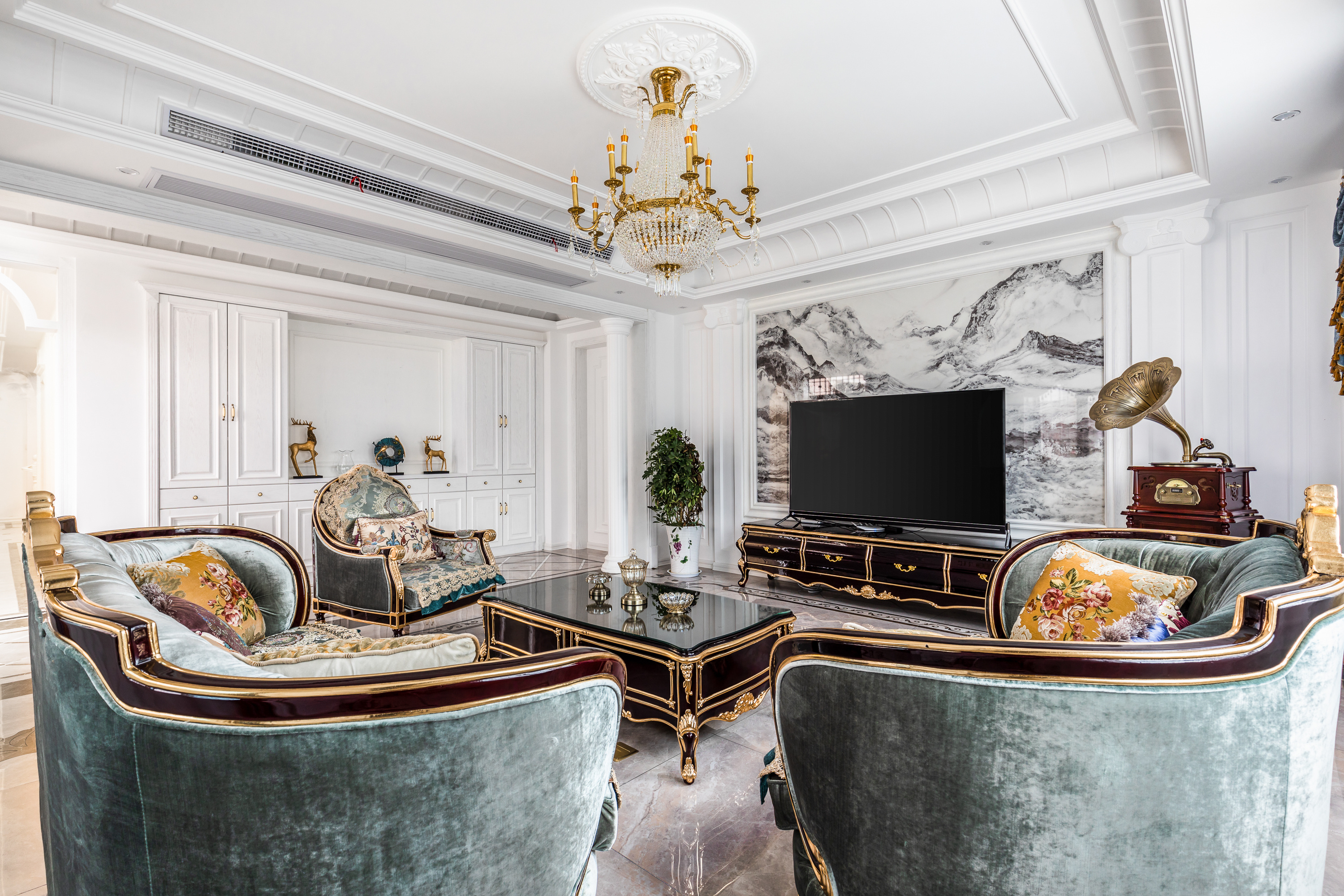 岳西法式别墅客厅拍摄