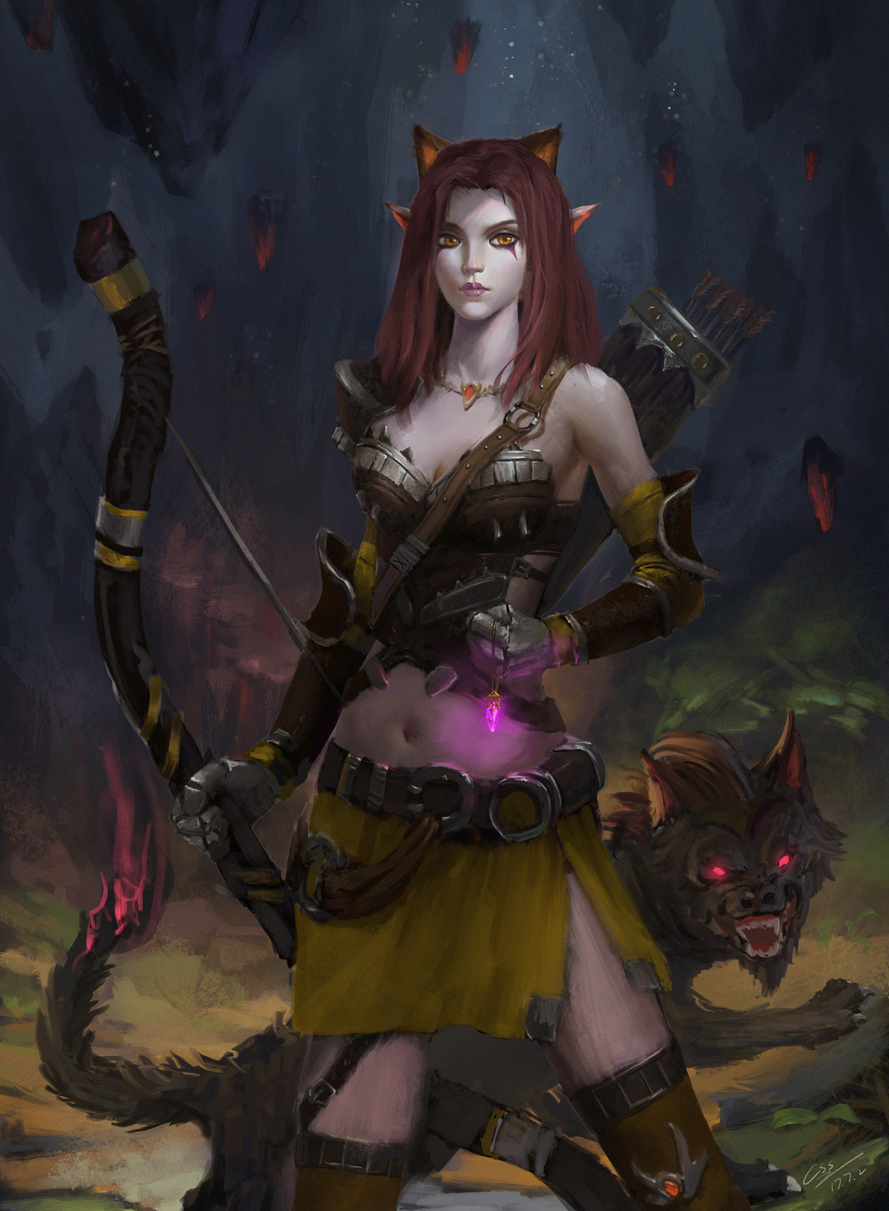 女射手卡牌|插画|游戏原画|维斯css - 原创作品 - 站酷 (zcool)