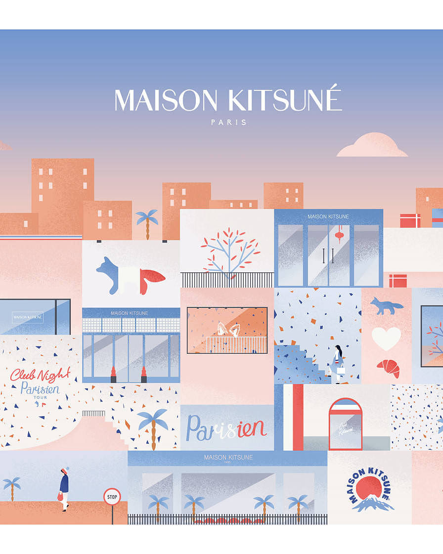 Maison Kitsune - Pairs Night 插画（图ZMjM4ODEwNTYw） - 商业插画 - 站酷设计师无方案设计工作室原创素材 - 站酷ZCOOL