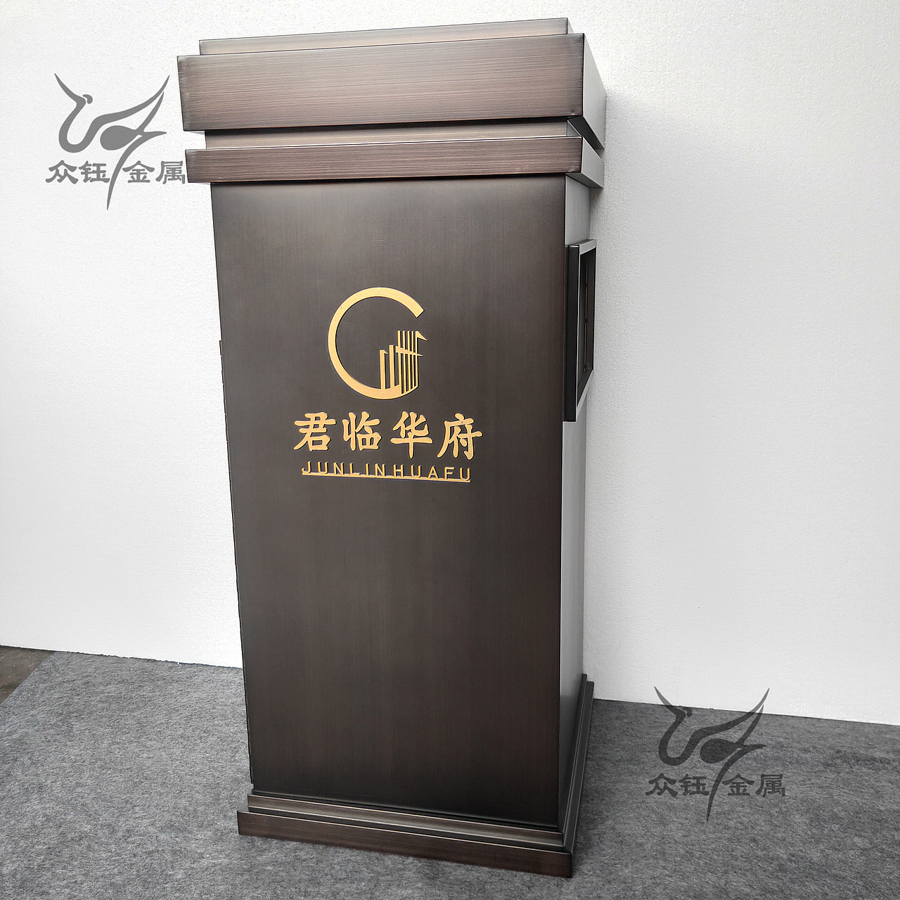 不锈钢垃圾桶售楼处金属镀铜垃圾桶果皮箱高档垃圾桶