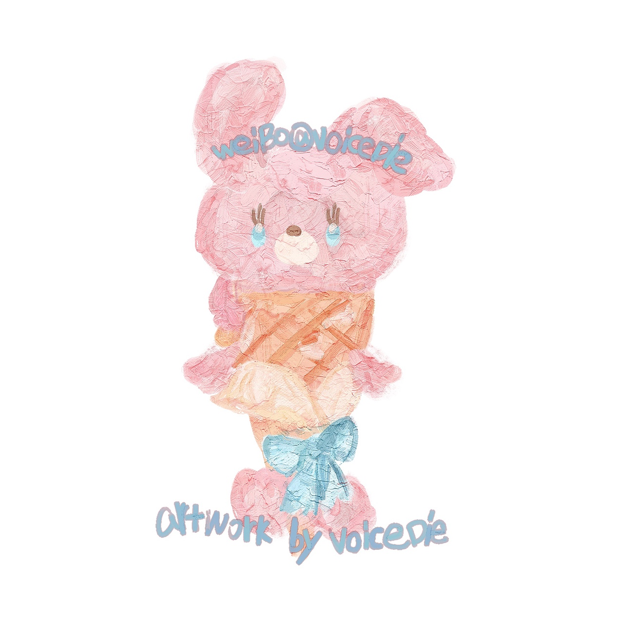 油画棒质感 冰淇淋兔兔🐰（图ZMjc1NzkwNjky） - IP形象 - 站酷设计师VoiceDie原创素材 - 站酷ZCOOL