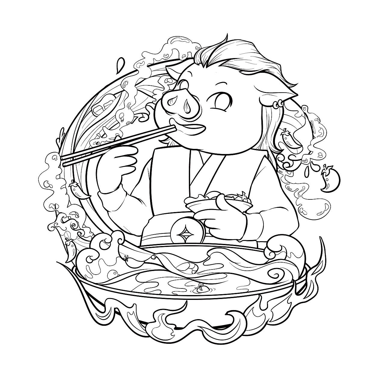 国风火锅食材包装配图——和气猪,猪黄喉