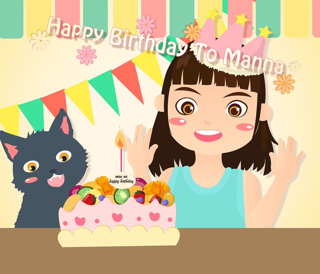 表侄女生日画的一张矢量图人像Q版（图ZMzA5MDA2MzI=） - 艺术插画 - 站酷设计师panda喵桑原创素材 - 站酷ZCOOL