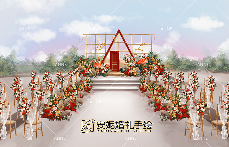 一抹秋色 | 安妮婚礼手绘