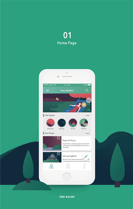 Free Walker —— 一款旅行社交分享APP（图ZODc5NzQzMTY=） - APP界面 - 站酷设计师胖达PandaCHEN原创素材 - 站酷ZCOOL
