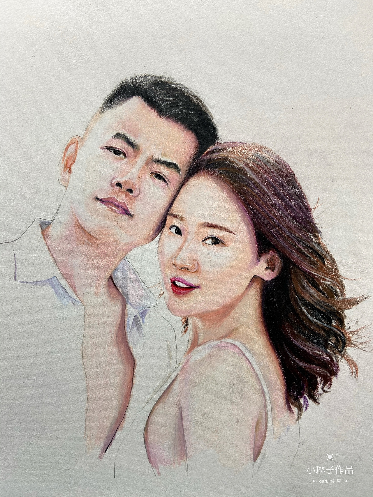 分享收藏结婚咋照红果胖丸彩铅画彩铅人物肖像小朋友小朋友小朋友情侣