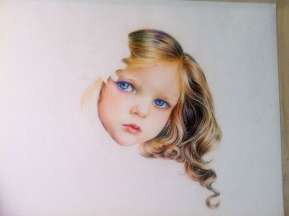 彩铅小女孩