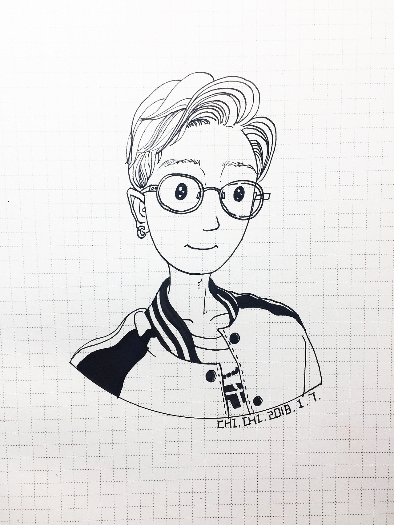 男孩头像黑白手绘