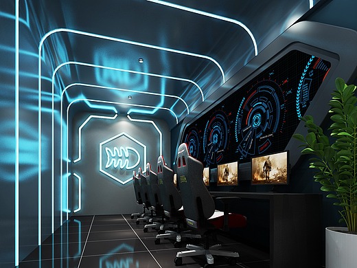 房设计济南商场特色网吧游戏厅台球厅装修与设计公司574山东舜禾装