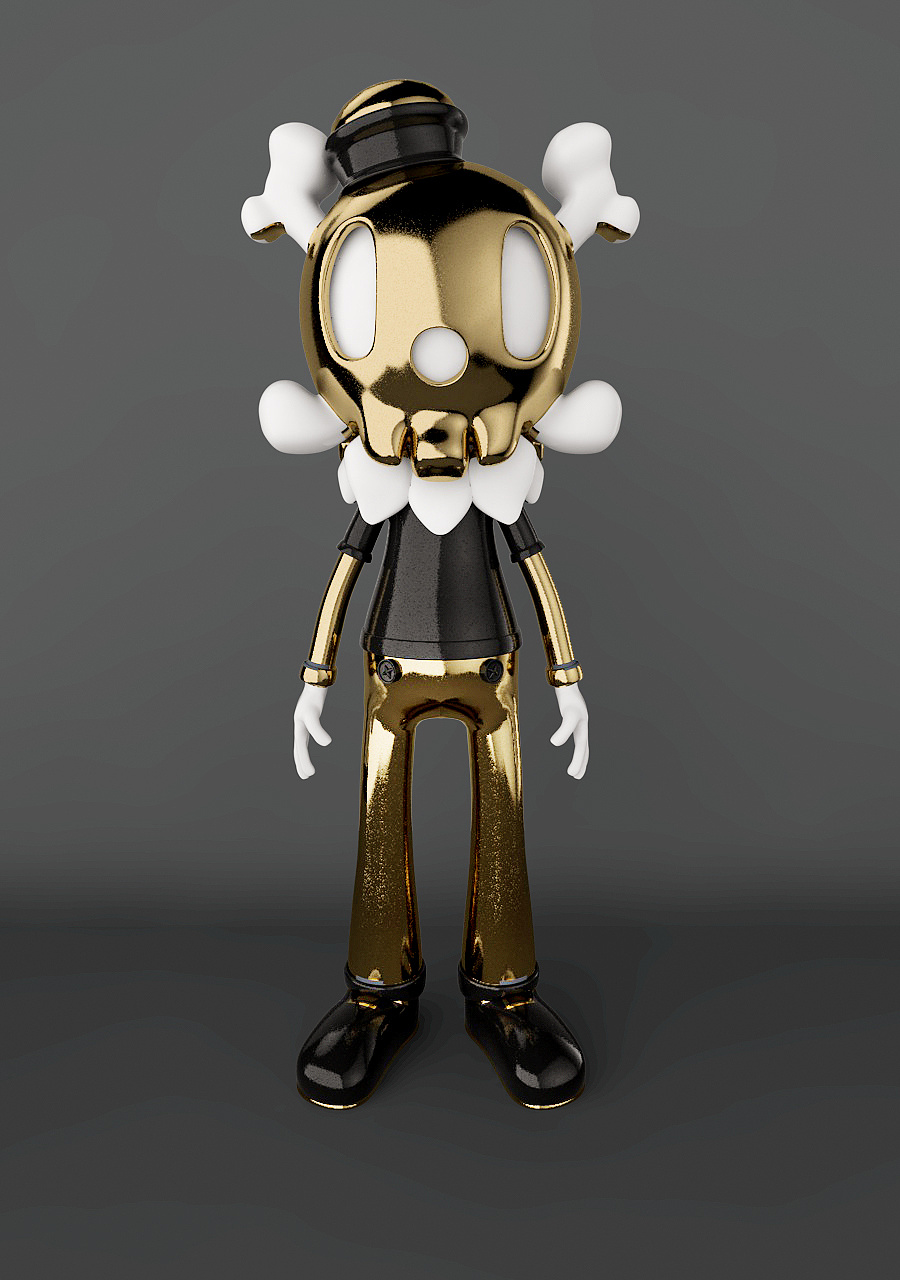 c4d拟人造型建模—金属骷髅小人