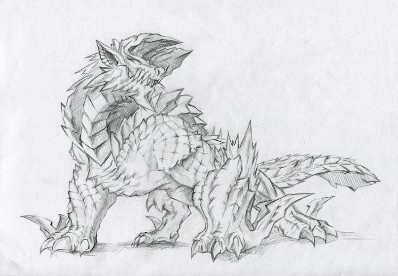 手绘怪物猎人 雷狼龙>