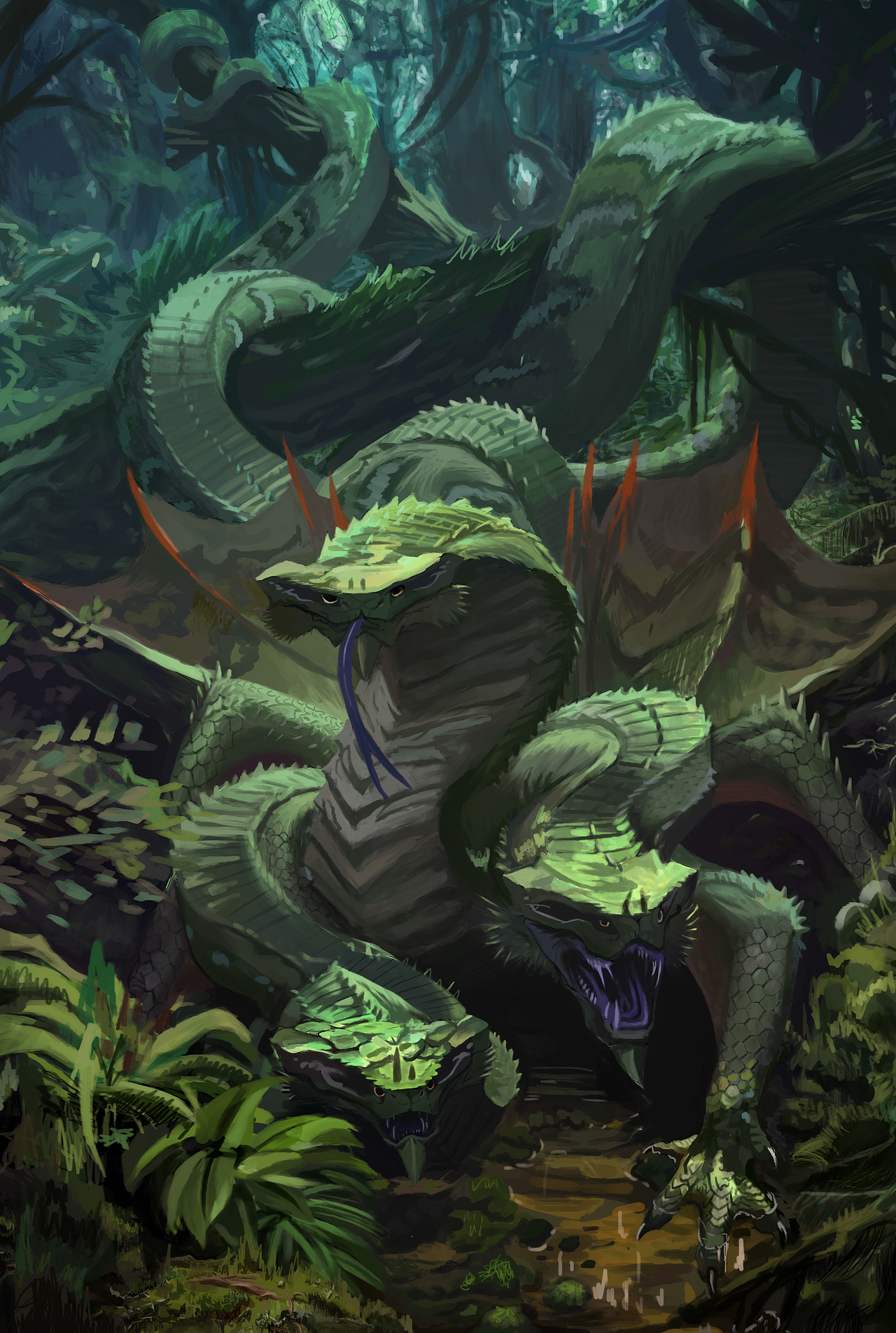 三頭蛇臨摹（圖ZMTMyMjg1NTY0） - 藝術(shù)插畫(huà) - 站酷設(shè)計(jì)師路過(guò)的曉柒柒原創(chuàng)素材 - 站酷ZCOOL