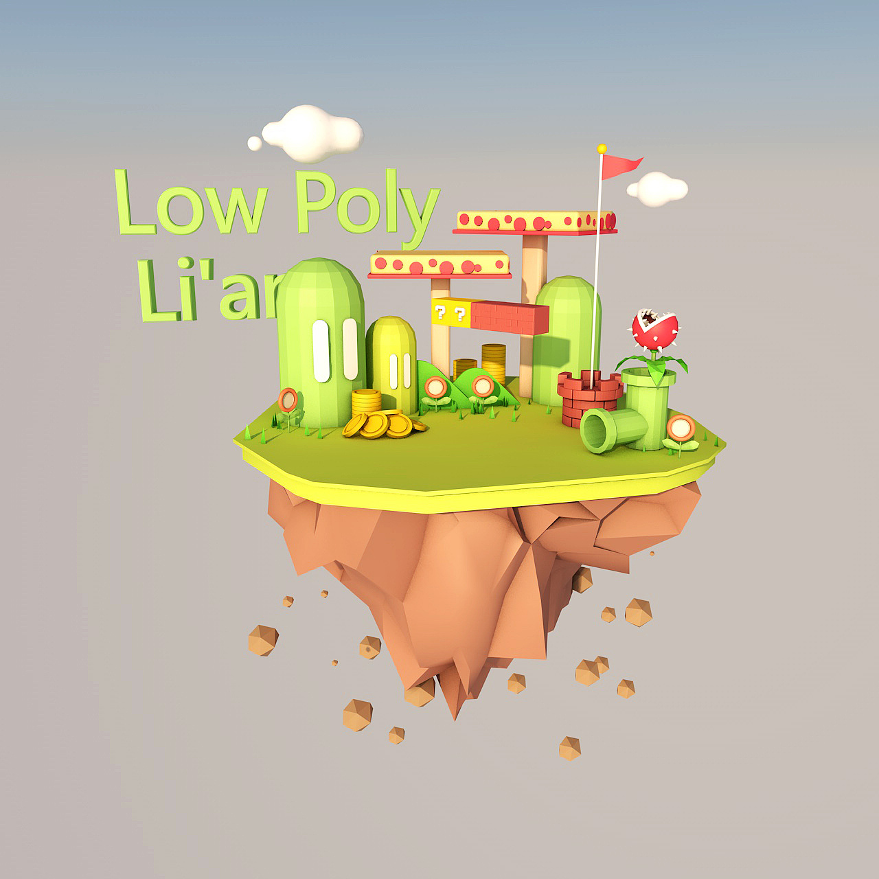 c4d-low poly超级玛丽 - 原创作品 - 站酷(zcool)