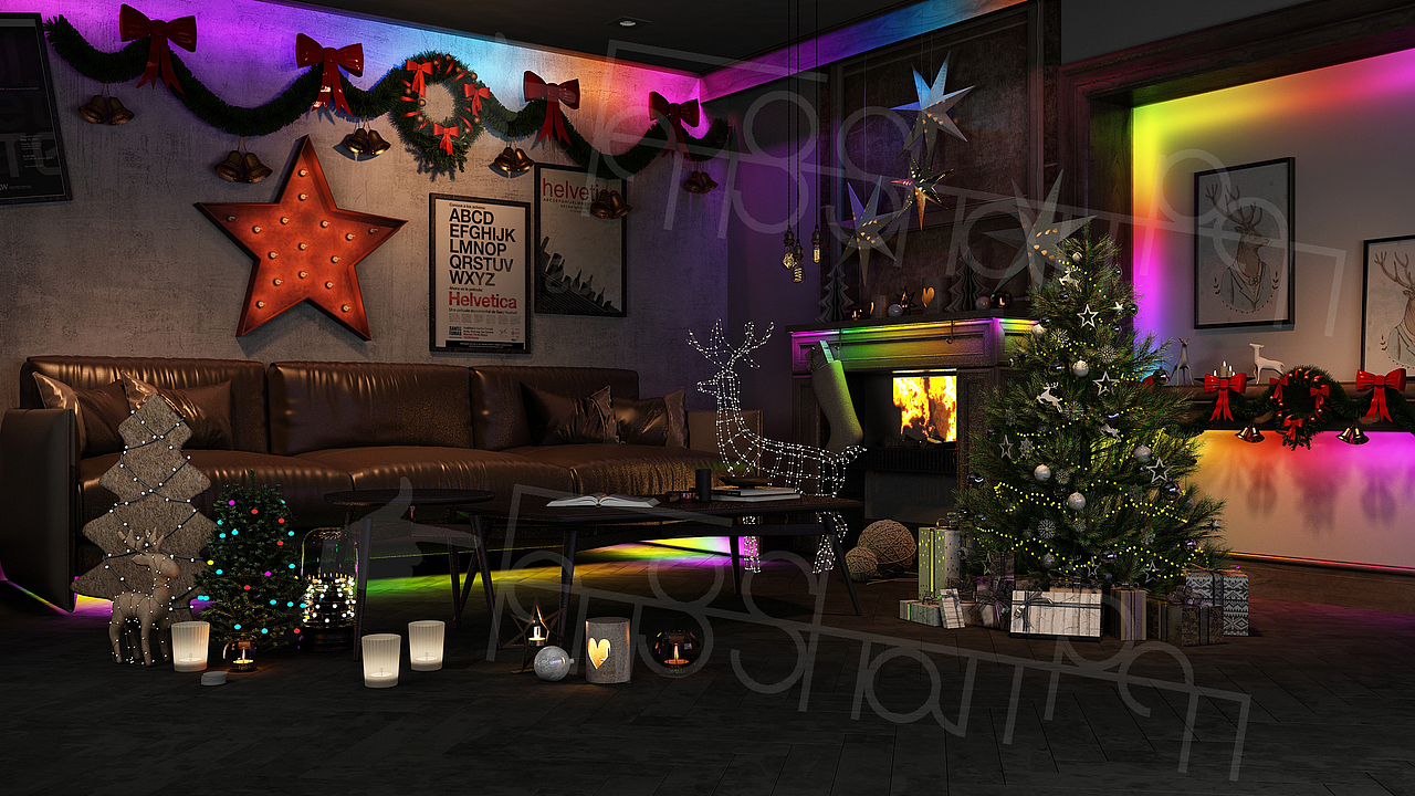 灯带渲染节日场景合集