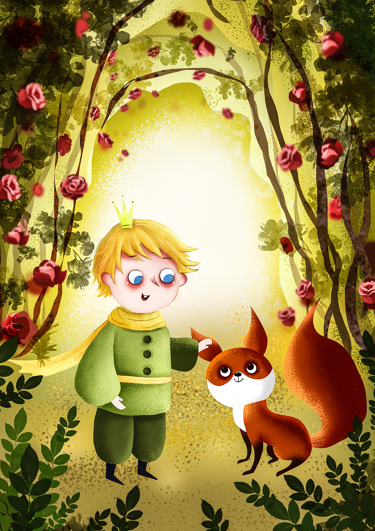 小王子儿童插画玩着读书app商稿