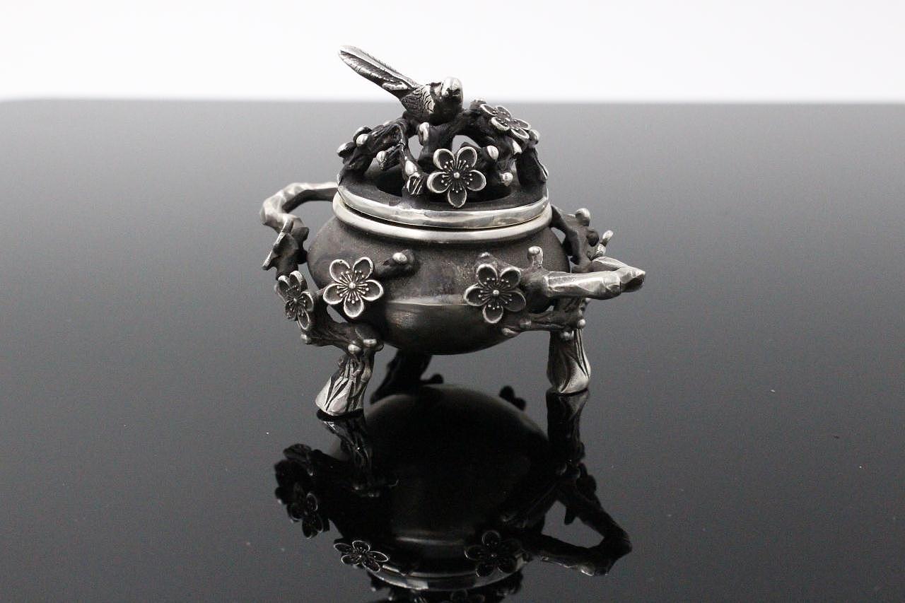 纯银手造手掌梅花香炉