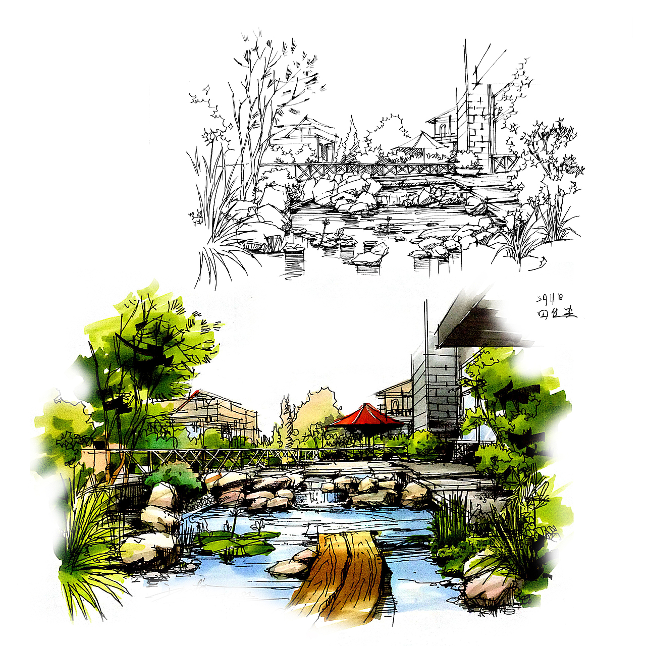 景观手绘——田佳宾（图ZNTI2ODA4ODQ=） - 景观设计 - 站酷设计师调色板22原创素材 - 站酷ZCOOL