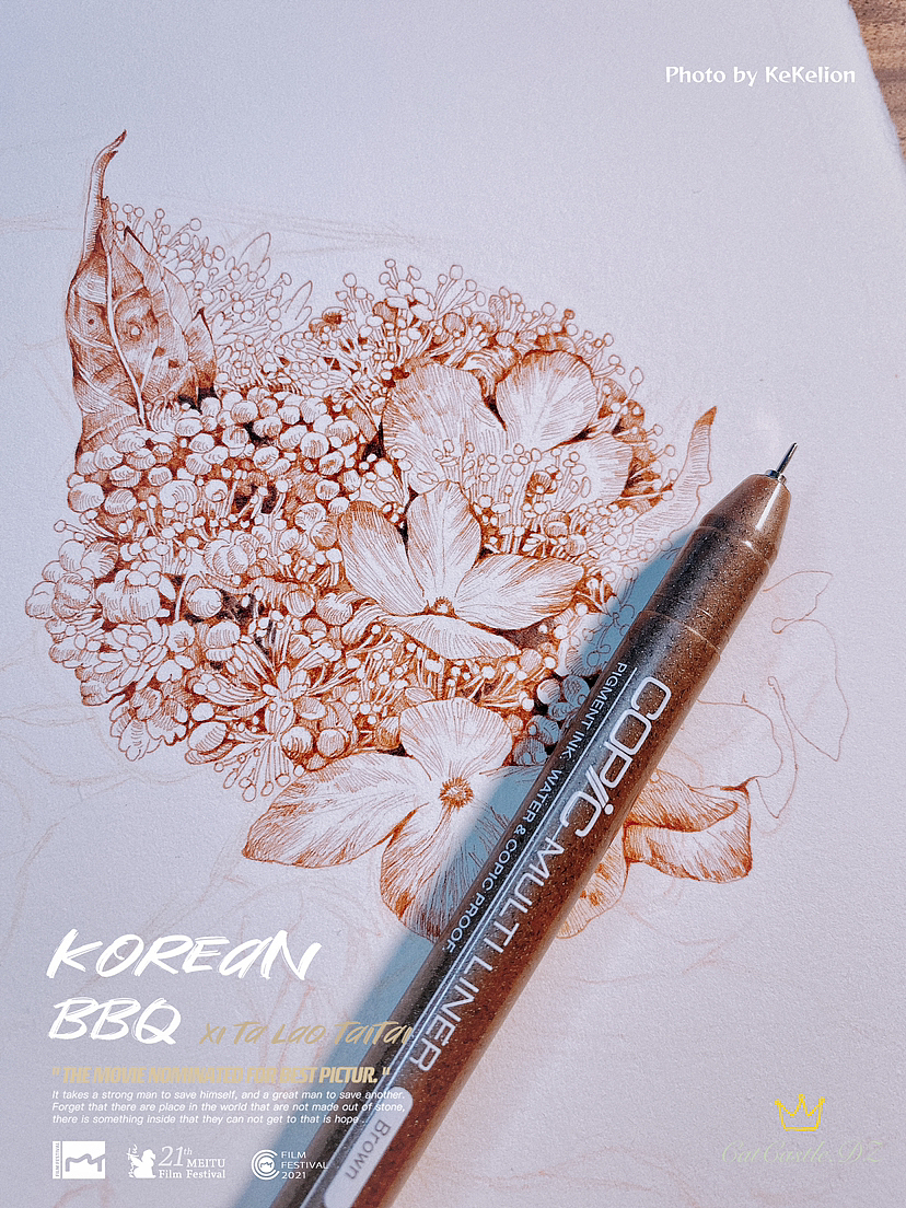 蘸水笔针管笔｜山绣球（图ZMzIwNDM4MzM2） - 艺术插画 - 站酷设计师CatCastleDZ原创素材 - 站酷ZCOOL