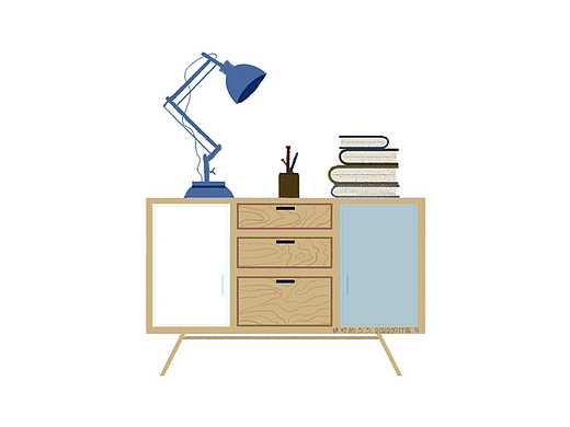 静物插画练习-书桌