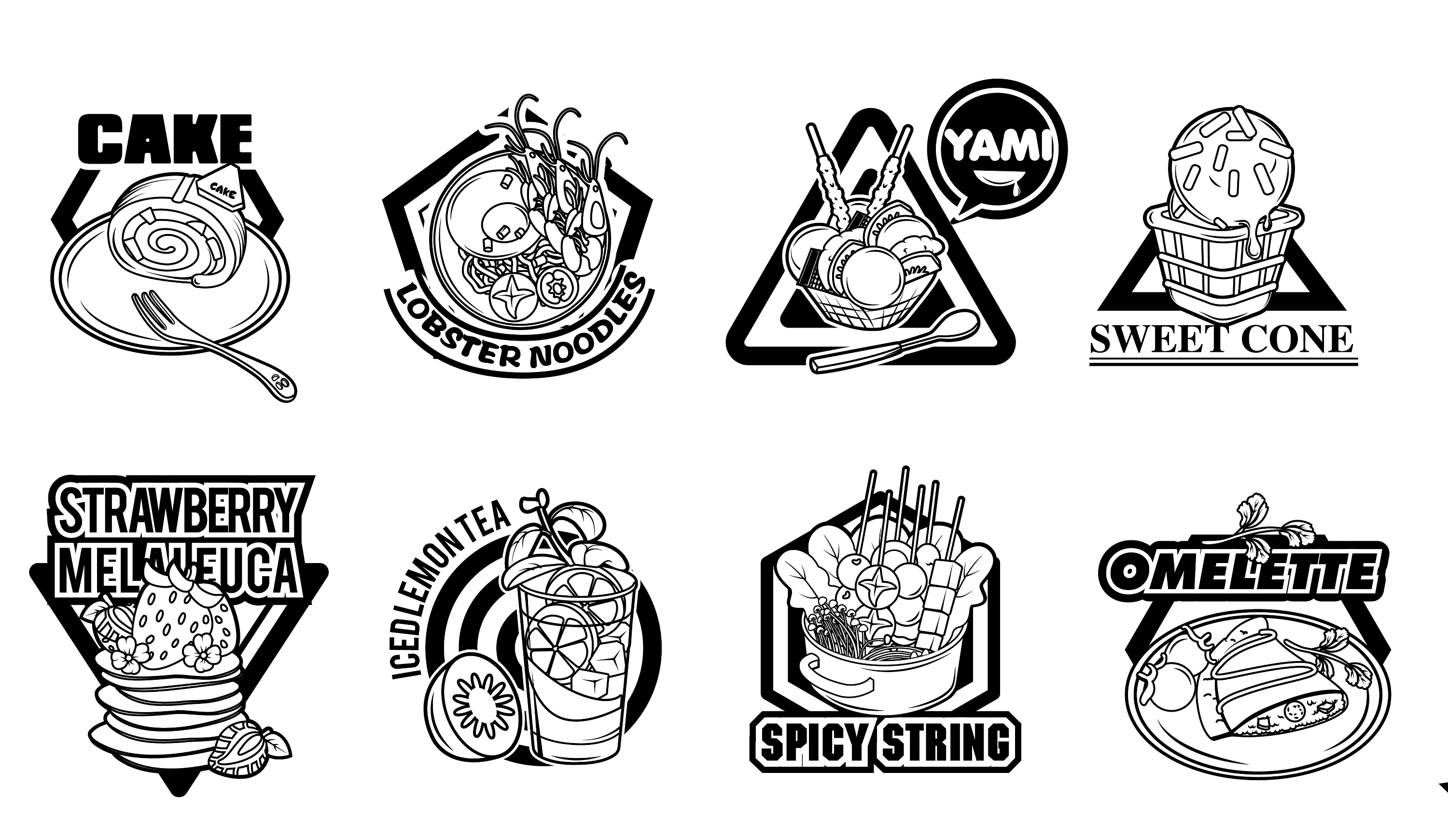 ai美食插画线稿