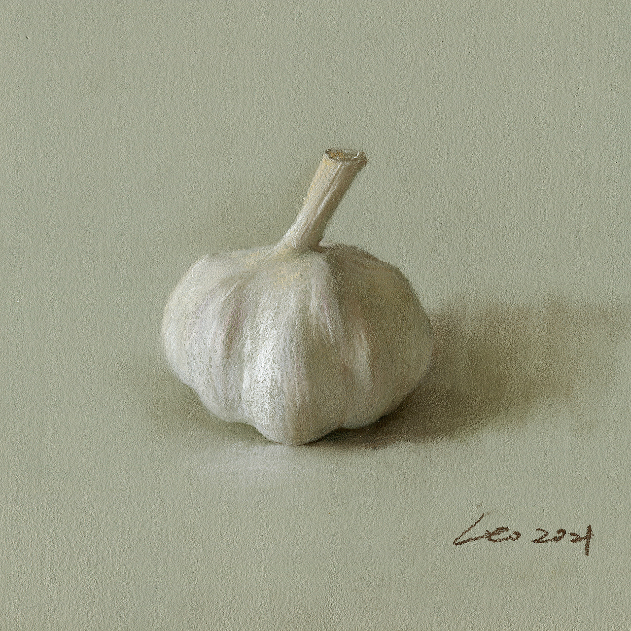 蒜头 | 纸本色粉 | 17x17cm | 2021