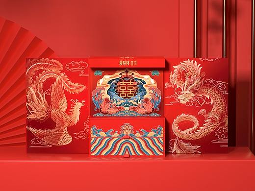 《爱哆哆》龙凤呈囍系列喜饼礼盒设计