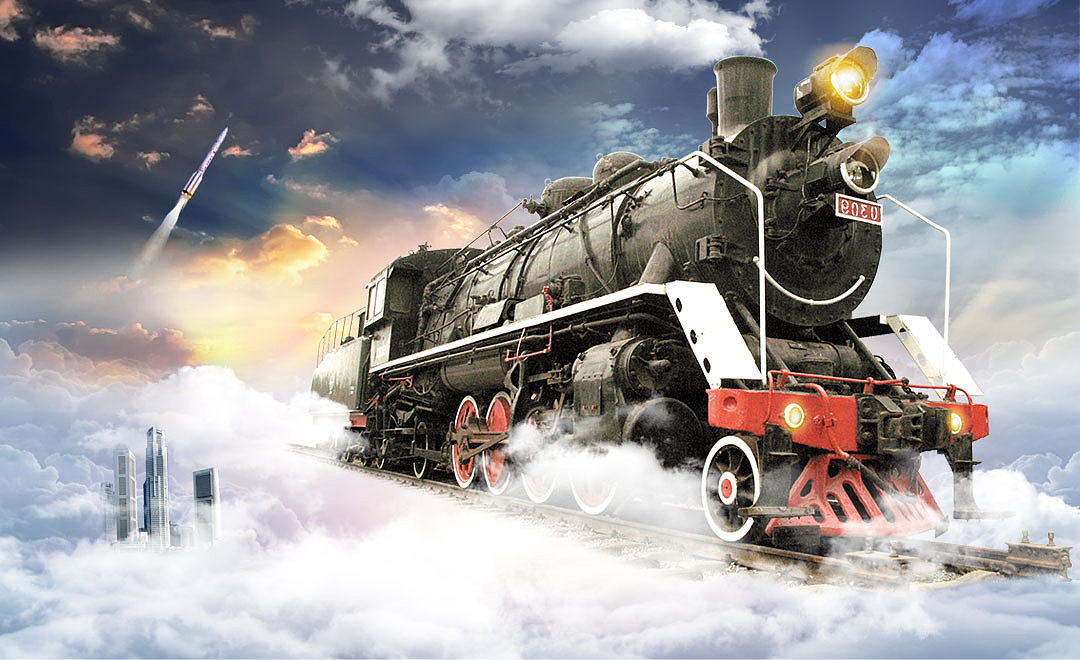 梦幻火车,在天空中缓缓驶来~!其实我也很想出去旅行