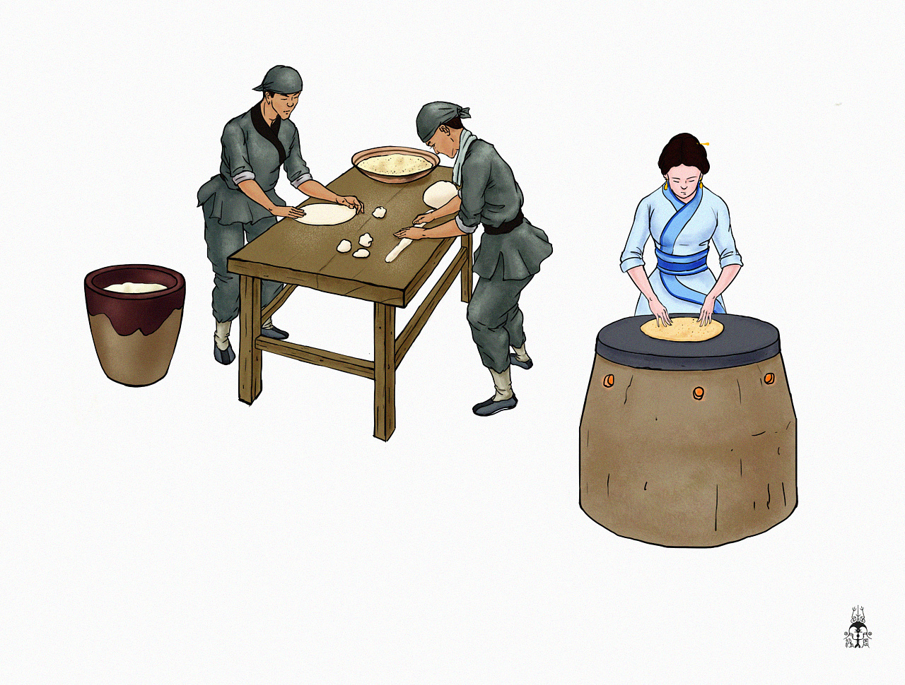 一套包装插画 酿造制作图