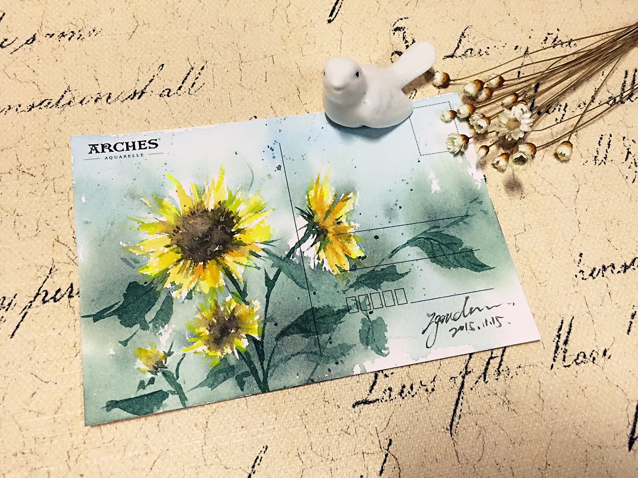 一系列明信片和绘画视频