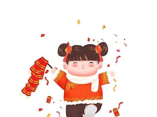 新年福娃卡通插花