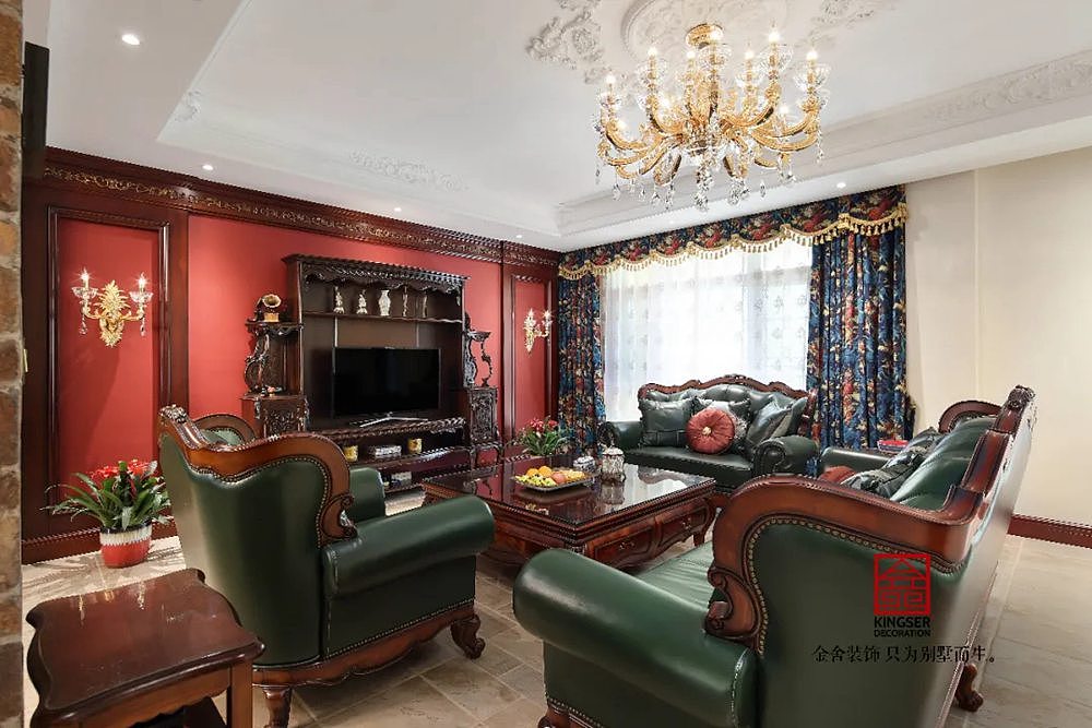 唐山金舍装饰万科红郡400平米别墅美式风格装修实景