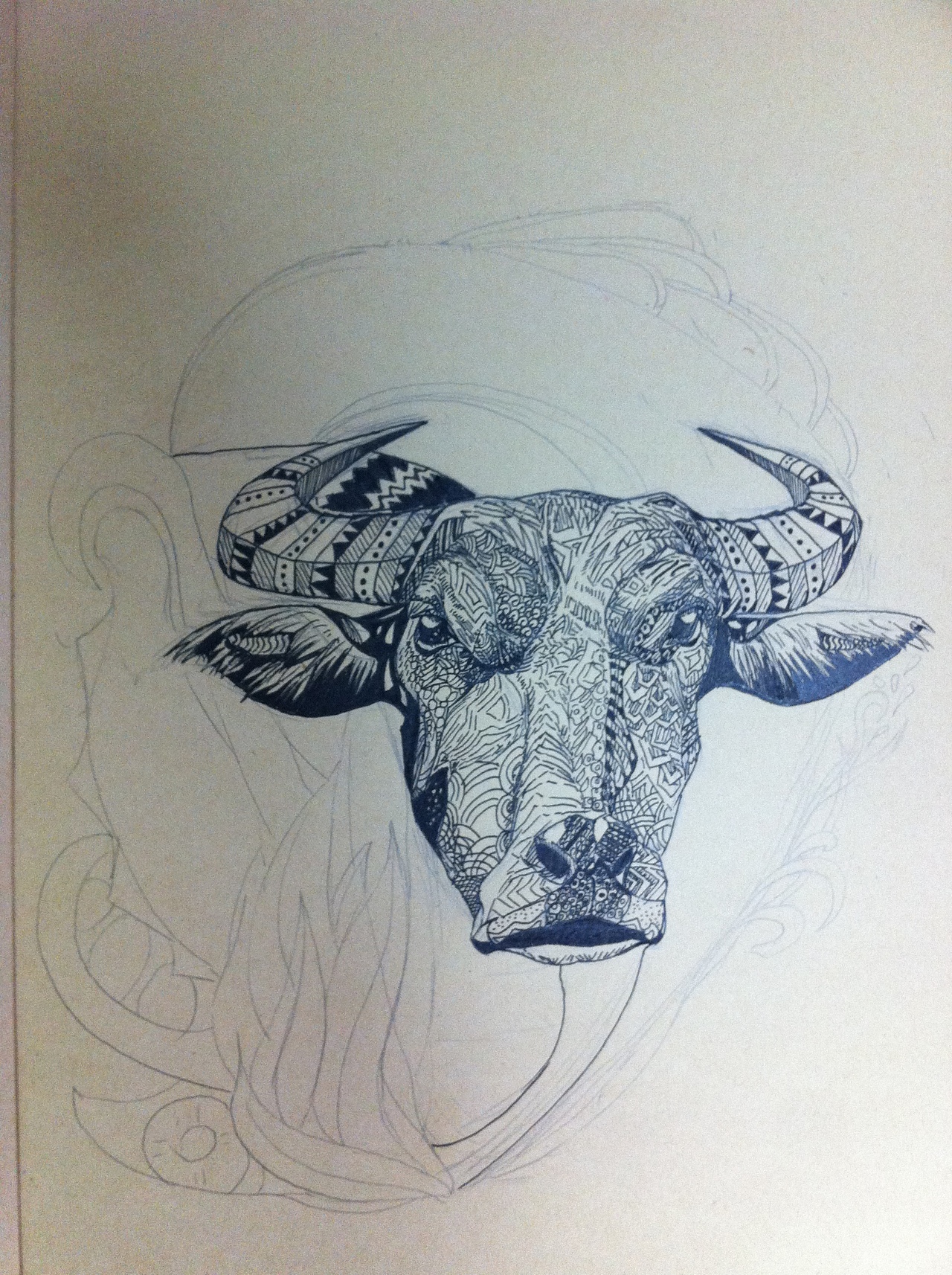 黑白装饰画练习——牛