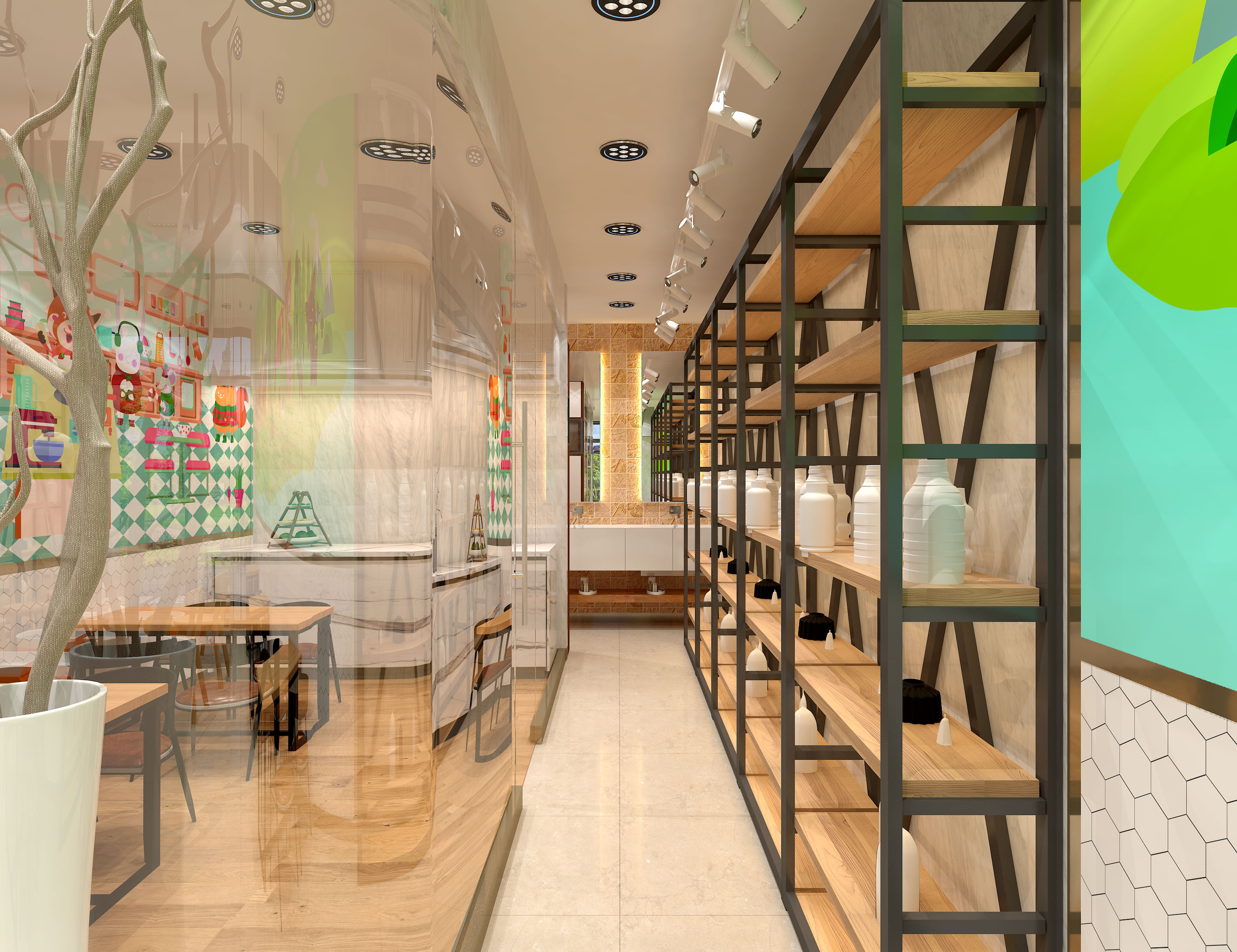 时指间陶艺店加盟店店面设计 3d效果图