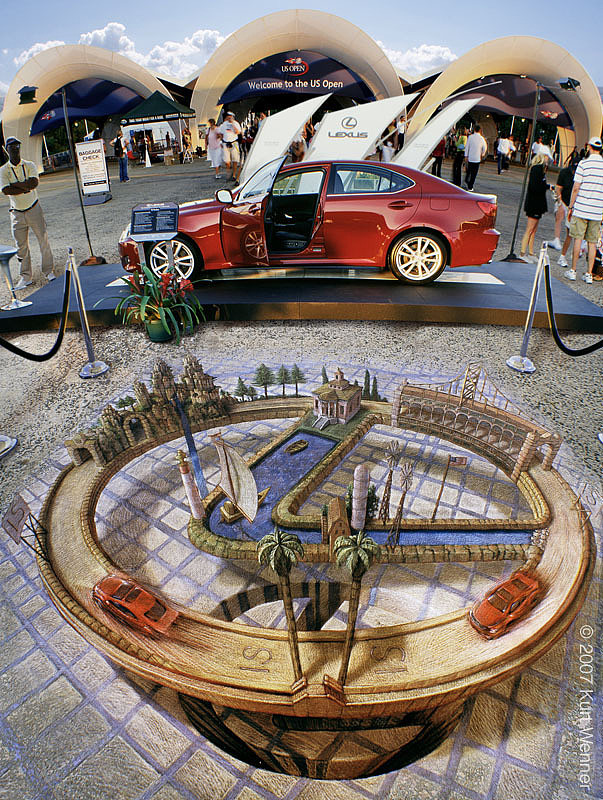国外3D地画车展经典展示,3D画 3D壁画3D地画 3D小镇
