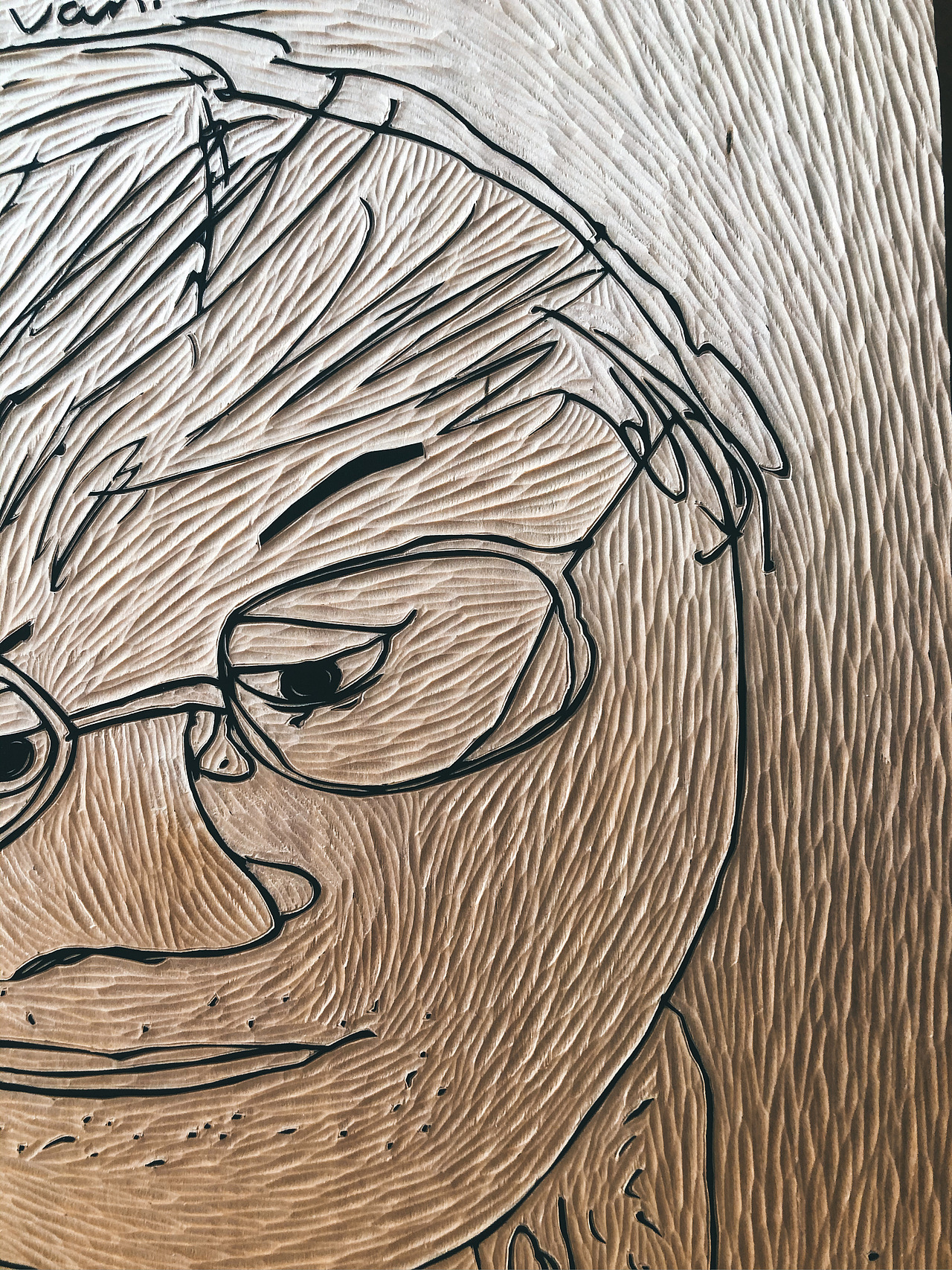 手工雕刻黑白木刻版画人物画