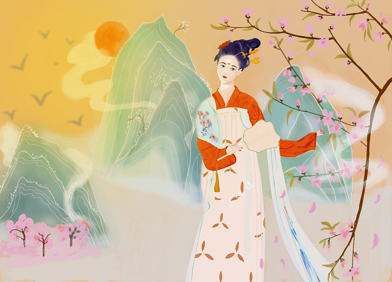 人面桃花相映红桃花依旧笑春风