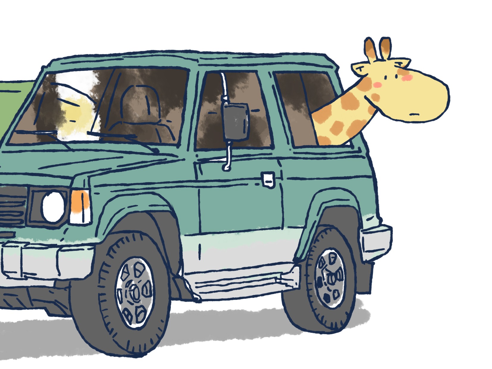 开车了开车了，小长颈鹿开车了