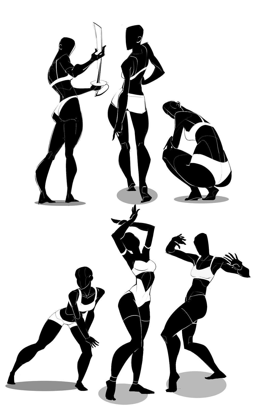 用剪影的方式,快速做一组速写练习