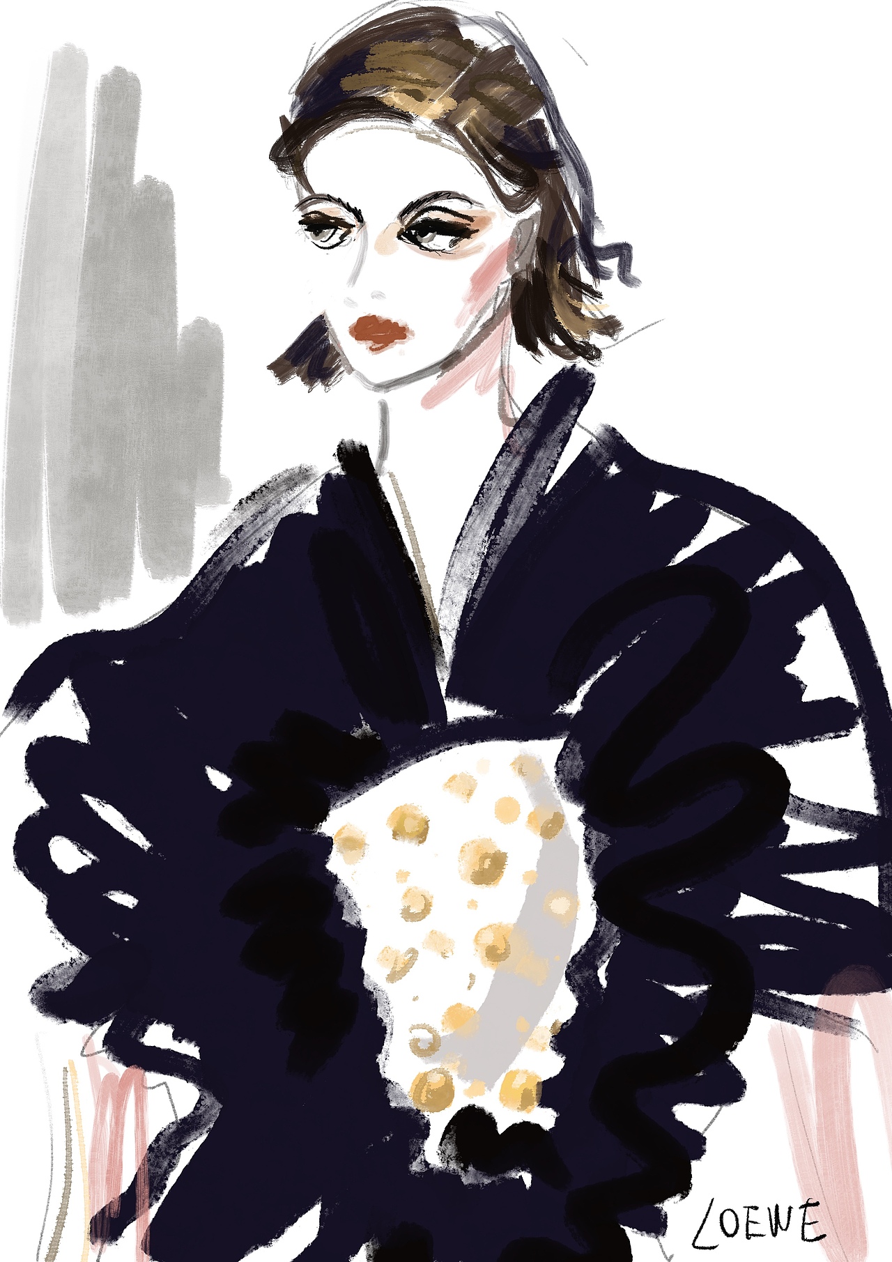 巴黎时装周秀场插画（图ZMTk3Nzg1MzUy） - 艺术插画 - 站酷设计师下饭仙原创素材 - 站酷ZCOOL