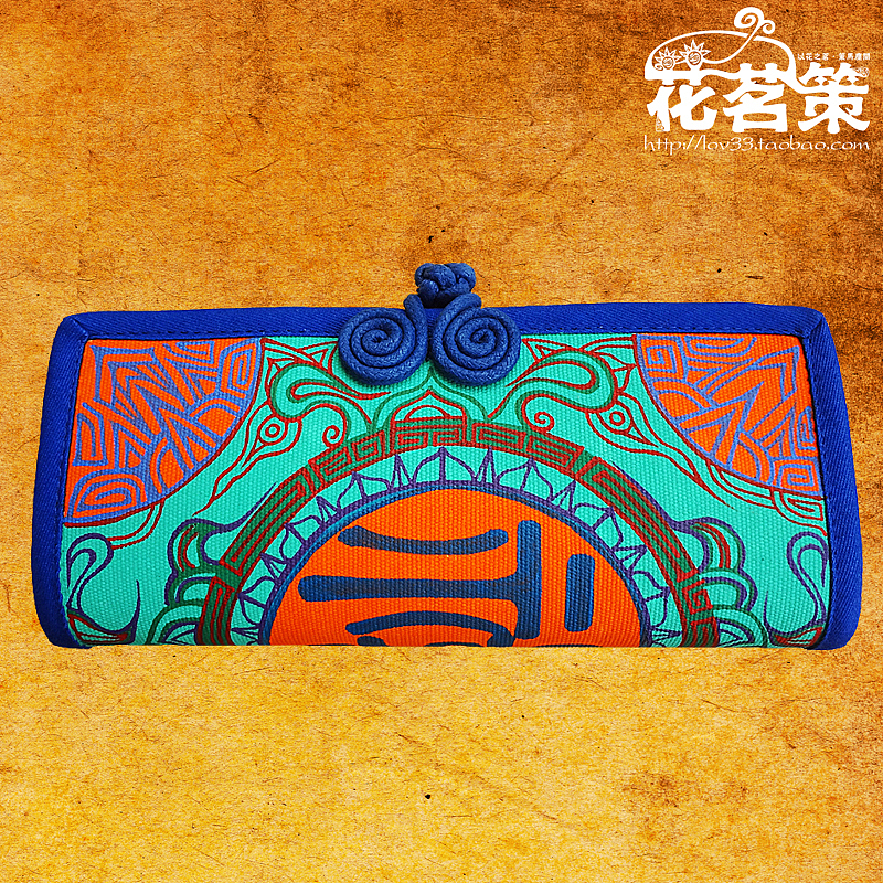叁公馆之#花茗策#精工图腾手绘帆布钱包·家有禧事
