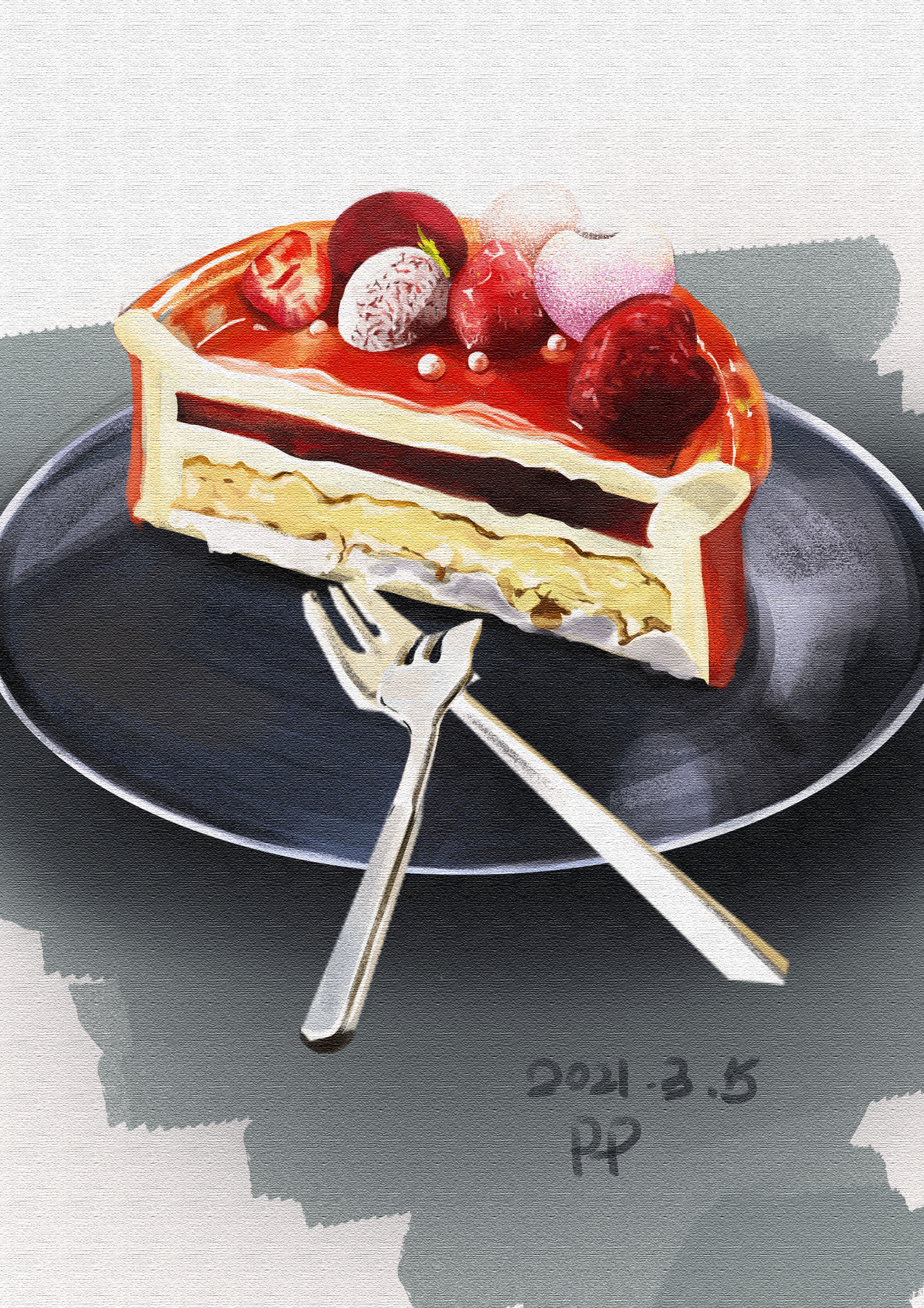 3月练习——奶油蛋糕|插画|商业插画|是屁屁啊 - 原创作品 - 站酷