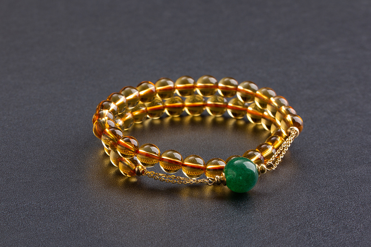 黄水晶五行手串