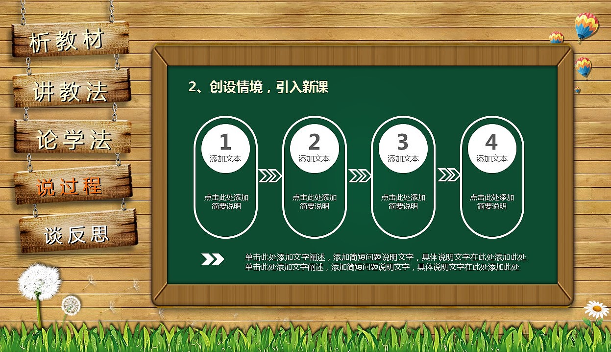 创意黑板讲台教师说课PPT模板