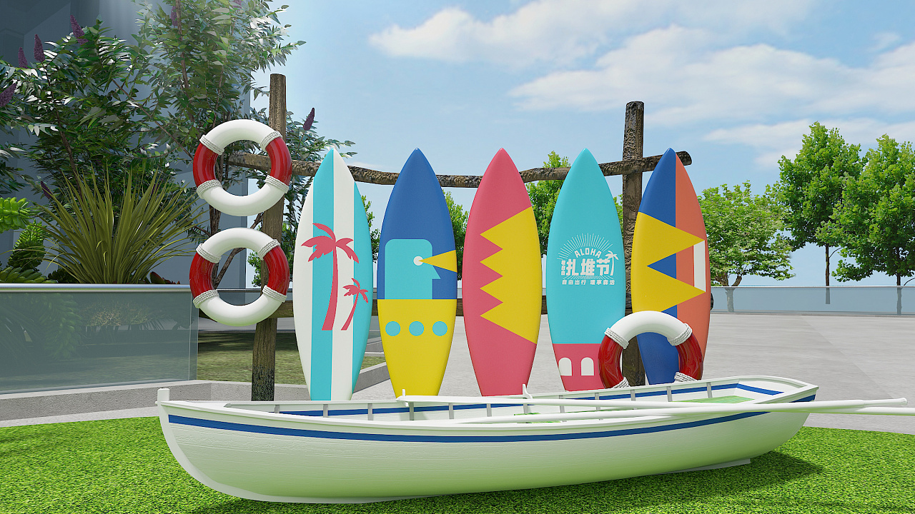 商场夏威夷风格布置|三维|其他三维|悄悄cc - 原创作品 - 站酷 (zcool