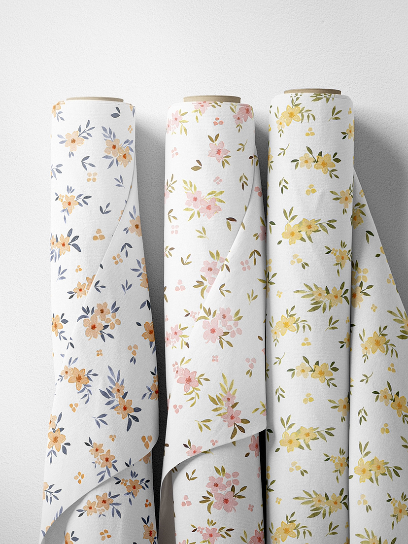 水彩小碎花四方连续印花设计