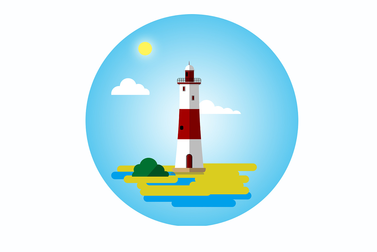 灯塔插画临摹